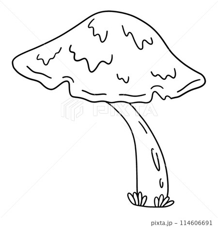 Giant Mushroom Isolated Coloring Page for Kids 114606691