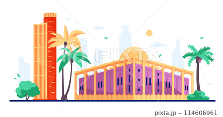 The Knesset architectural building - modern colored vector illustration 114606961