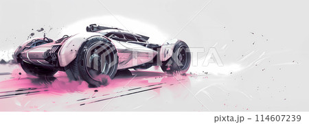 Vintage Retro Car Black Ink with Pink Accents 114607239
