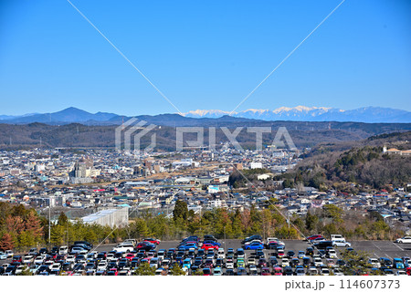 《岐阜県》冬の土岐市　パノラマ風景 114607373