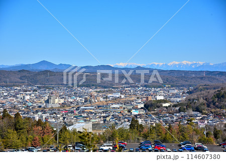 《岐阜県》冬の土岐市　パノラマ風景 114607380