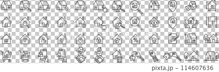 ベクターの家の線画アイコンセット 114607636