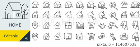 ベクターの家のアイコンセット ベクターの家のアイコンセット 114607638