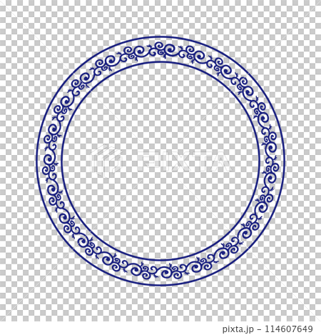 唐草模様の円形飾り枠イラスト 114607649