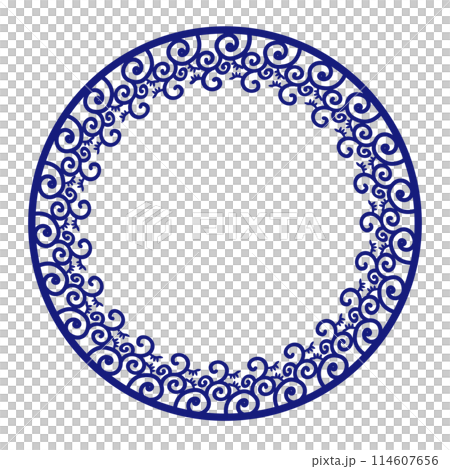 帶有蔓藤花紋圖案的圓形裝飾框插圖 114607656
