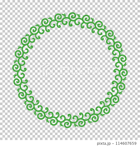 帶有蔓藤花紋圖案的圓形裝飾框插圖 114607659