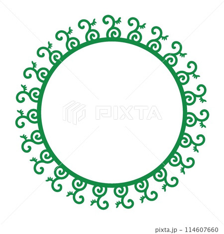 唐草模様の円形飾り枠イラスト 114607660