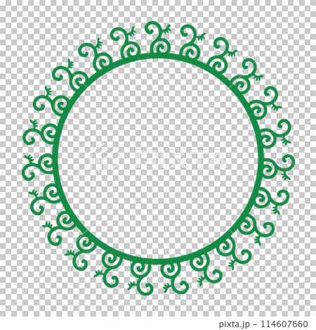 唐草模様の円形飾り枠イラスト 114607660