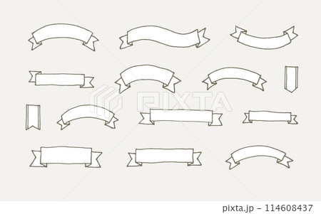 手描きのリボン素材集 114608437