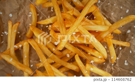 Freeze Motion of Flying French Fries, Top Shot 114608762