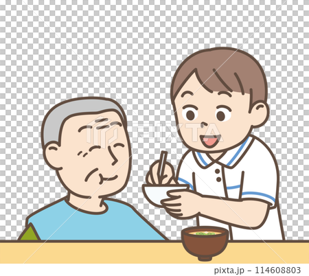 介護をする人　食事 114608803