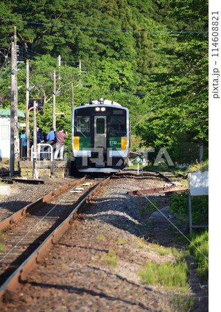 久留里線 上総亀山駅に停車中のキハE130系 114608821