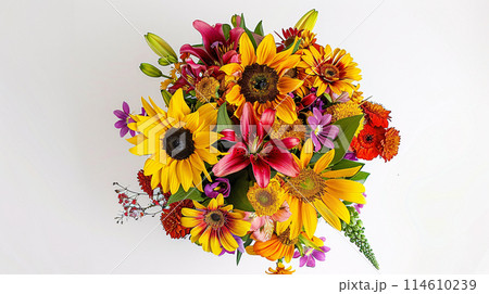 a vibrant bouquet of summer flowers 114610239