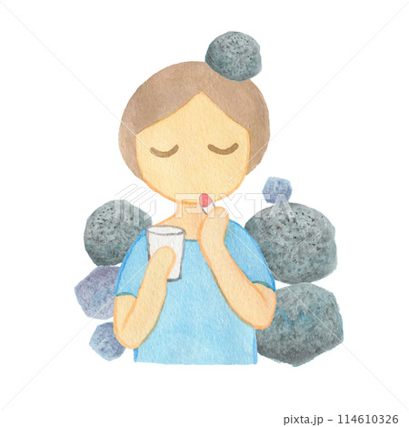 薬を飲む男の子・男性02 114610326