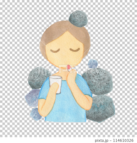 薬を飲む男の子・男性02 114610326