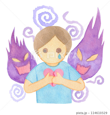 苦しむ・悲しむ男の子・男性01 苦しむ・悲しむ男の子・男性01 114610329