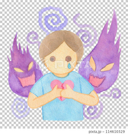 苦しむ・悲しむ男の子・男性01 苦しむ・悲しむ男の子・男性01 114610329