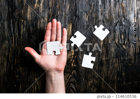 pieces of jigsaw pieces of jigsaw 114610536