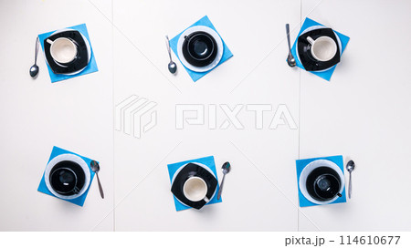 set of six teacups with saucers and teaspoons 114610677