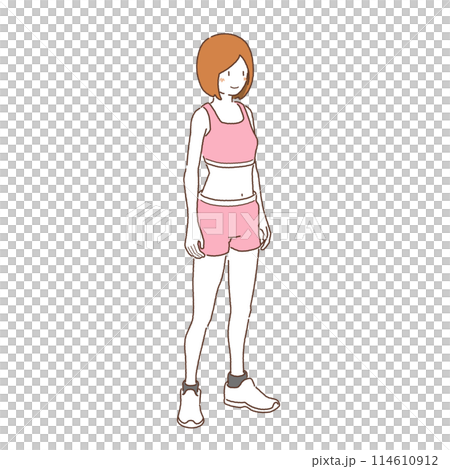 Vector material Diet Gym Standing woman 114610912