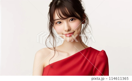 赤いドレスを着た女性 114611365