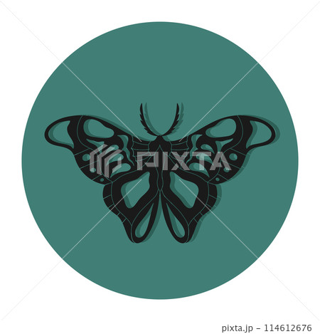 Butterfly monarch emblem on round green background. Vector illustration Butterfly monarch emblem on round green background. Vector illustration 114612676