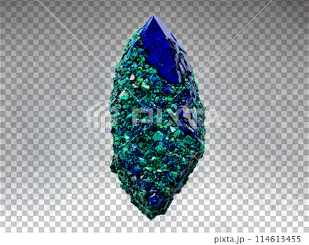 Azurite A deep blue azurite with green malachite patches floating and slowly rotating to reveal 114613455