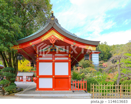 beautiful Souvenir shop building at Yutoku Inari Shrine, a Shinto shrine in Kashima city at the south part of Saga Prefecture. 114613683