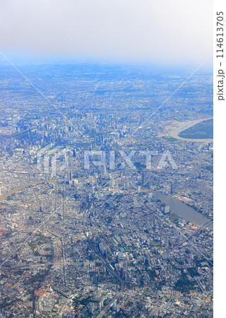 Aerial view of bangkok CBD, CBD skyscrapers in the foggy morning light of BANGKOK THAILAND 114613705