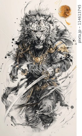 日本画 戦士と獣の神話