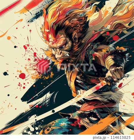 日本画 戦士と獣の神話