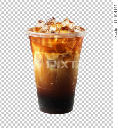 Refreshing Cup of Iced Coffee With Ice Cubes 114614165
