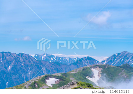 【登山素材】初夏の蝶ヶ岳山頂からの風景【長野県】 【登山素材】初夏の蝶ヶ岳山頂からの風景【長野県】 114615115