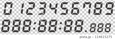 Vector illustration set of monochrome digital numbers Vector illustration set of monochrome digital numbers 114615275