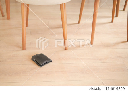 left wallet on floor at home left wallet on floor at home 114616269