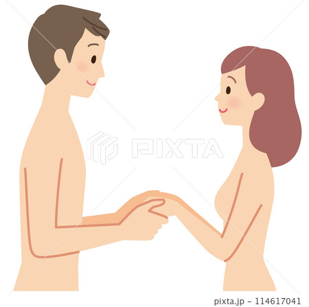 裸で向かい合う男女　カップル　性生活 114617041