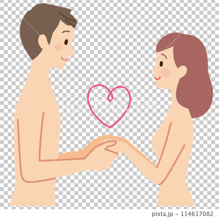 裸で向かい合う男女　カップル　性生活 114617082