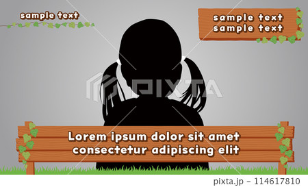 看板風の木目のテロップベース　配信素材	 114617810