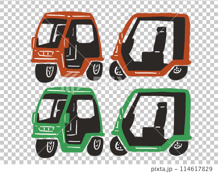 Simple and cute hand-drawn illustration set of tuk-tuk 114617829