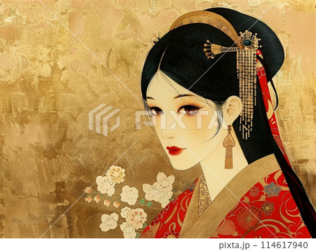 着物を着た日本人女性 イラストのイラスト素材 [114617940] - PIXTA