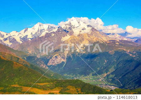 landscape view in mountainous terrain in Georgia landscape view in mountainous terrain in Georgia 114618013
