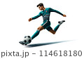 サッカーをする青年 114618180