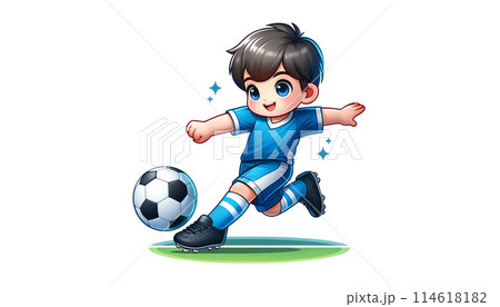 サッカーをする少年 114618182