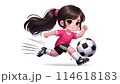 サッカーをする少女 114618183