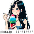かき氷を食べる少女 114618687
