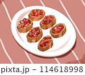 ブルスケッタとピンクのテーブルクロス 114618998