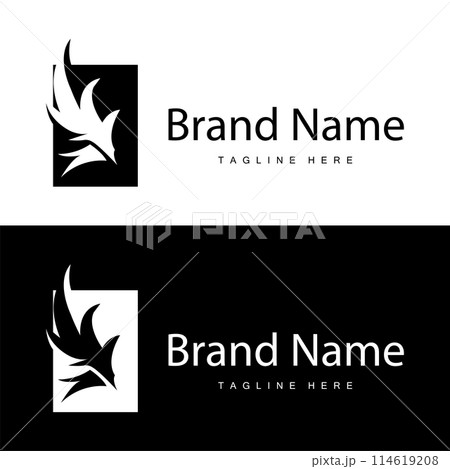 Wing Logo Design, Vector Eagle Falcon Wings, Beauty Flying Bird, Illustration Symbol 114619208