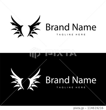 Wing Logo Design, Vector Eagle Falcon Wings, Beauty Flying Bird, Illustration Symbol Wing Logo Design, Vector Eagle Falcon Wings, Beauty Flying Bird, Illustration Symbol 114619216