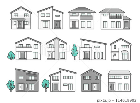モダンでオシャレな家のイラストセット 114619902