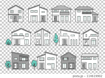 モダンでオシャレな家のイラストセット 114619902